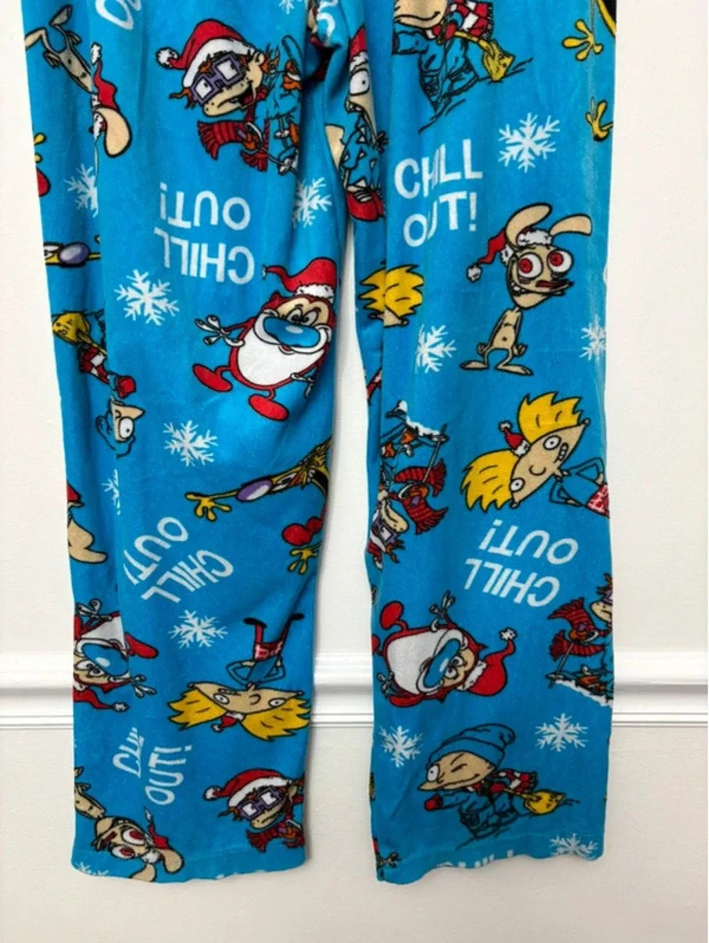 Nickelodeon Christmas Pajama Pants Medium Rugrats Hey Arnold Plush Holiday